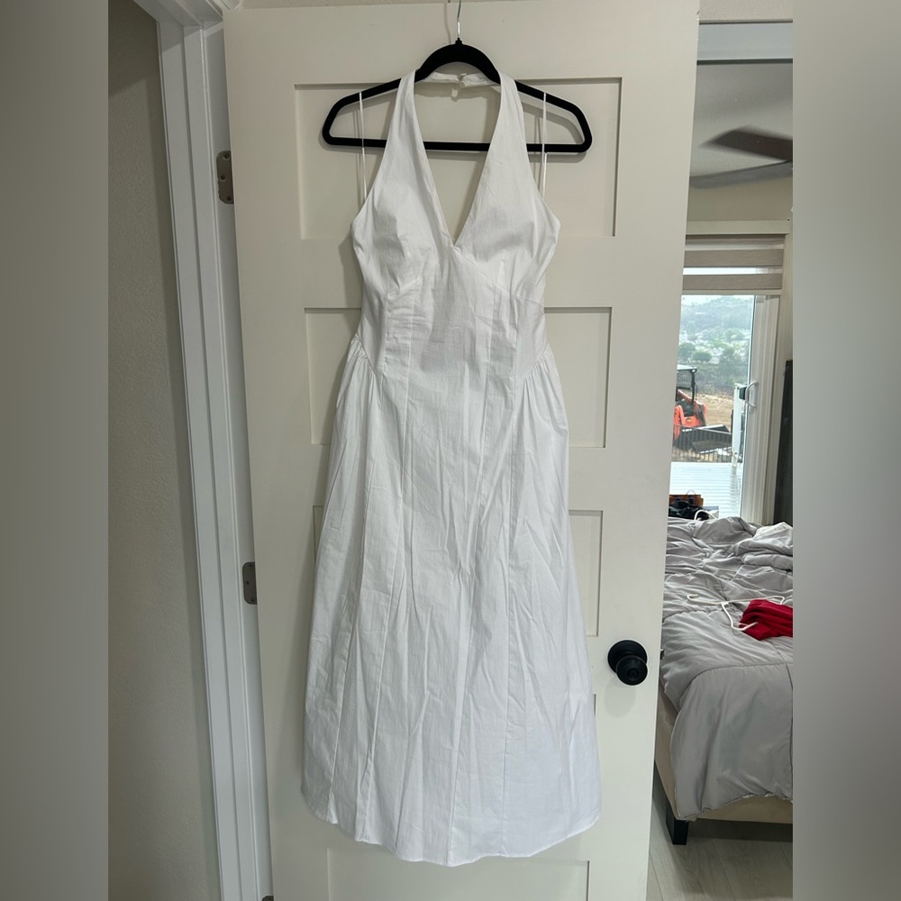 Mango White Backless Dress